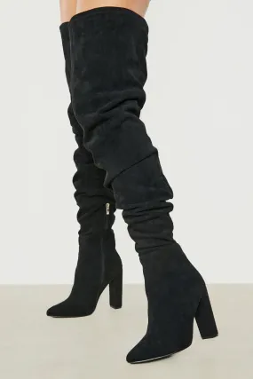 Super Thigh High Ruched Heeled Boots