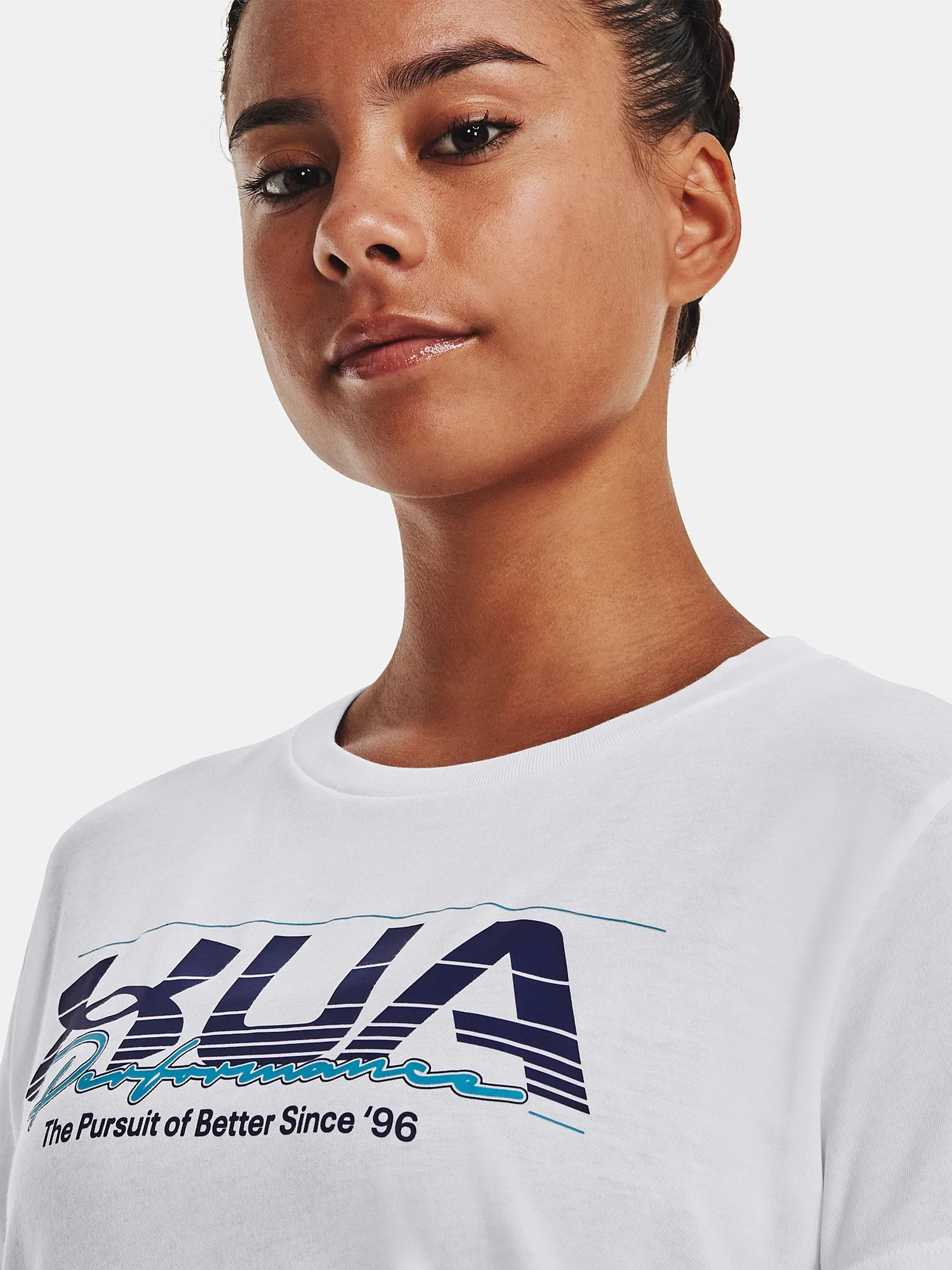 T-Shirt Under Armour Vintage Performance - White/Sonar Blue - women´s