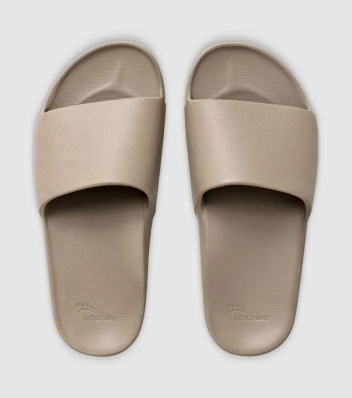 taupe archies arch support unisex slides