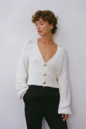 Textured Lace Sweater with Grooves Pattern