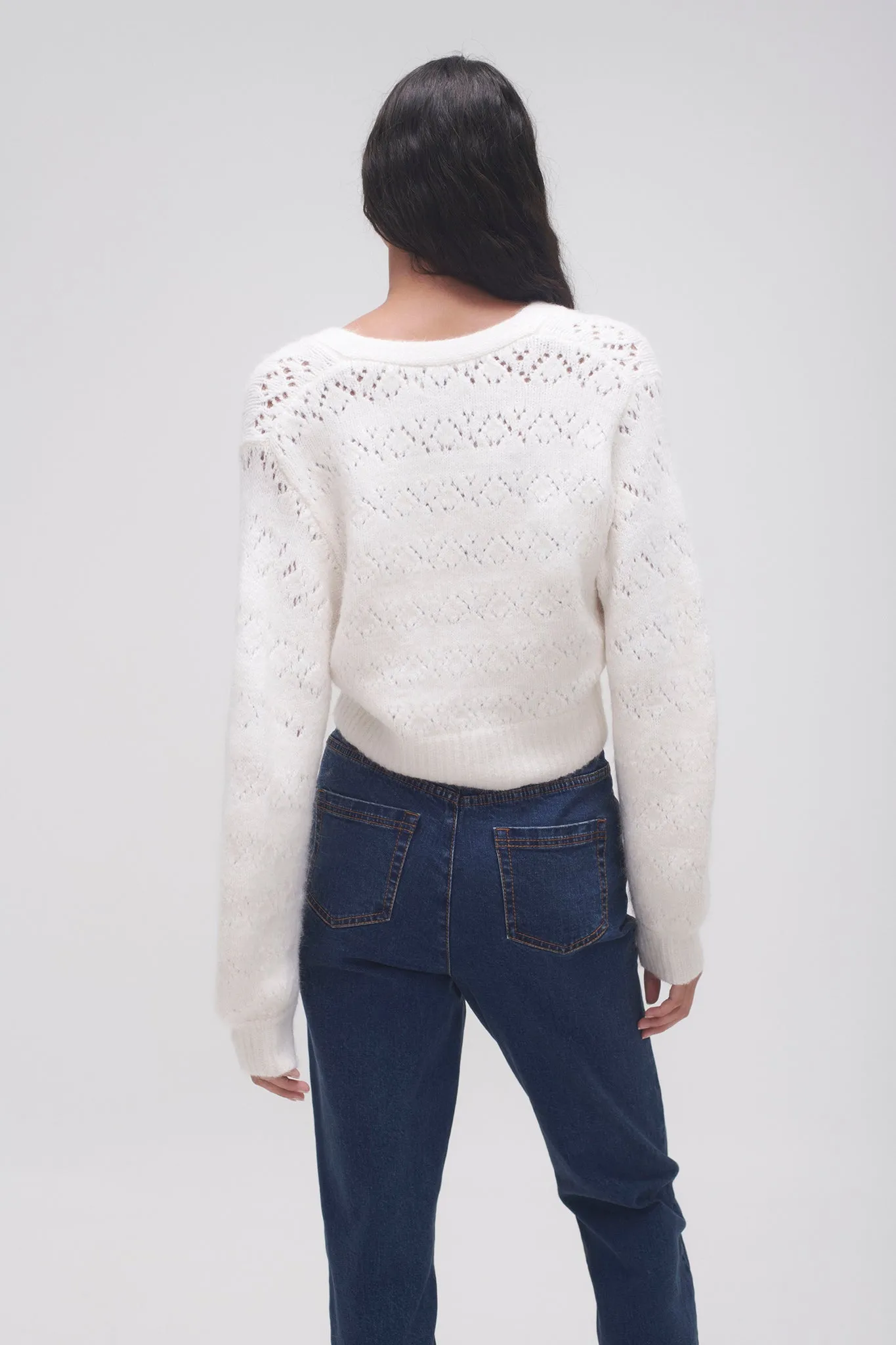 Textured Lace Sweater with Grooves Pattern