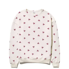 Cream/Pink Heart Print Oversized Sweatshirt