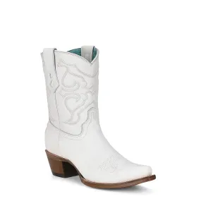 Pearly White Western Style Cowgirl Ankle Boots