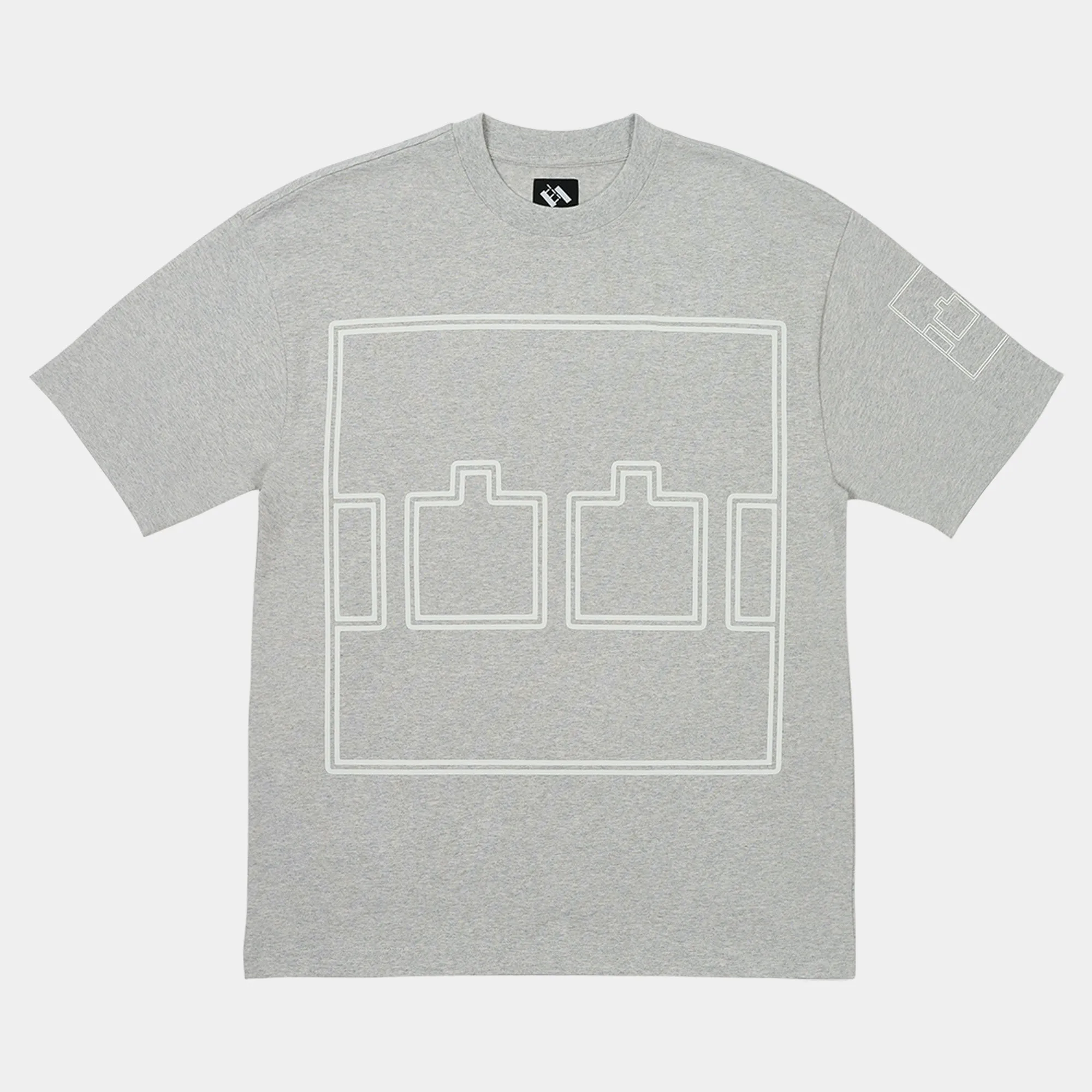 The Trilogy Tapes Logo Outline T-Shirt - Grey Marl