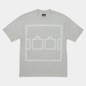 The Trilogy Tapes Logo Outline T-Shirt - Grey Marl