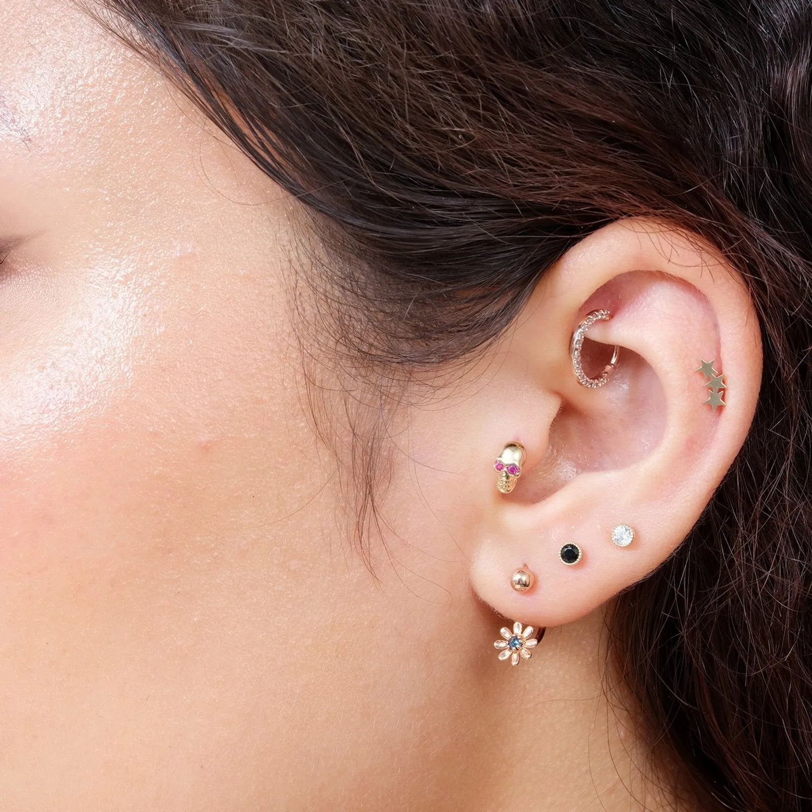 Three Star Flat Back Ear Climber