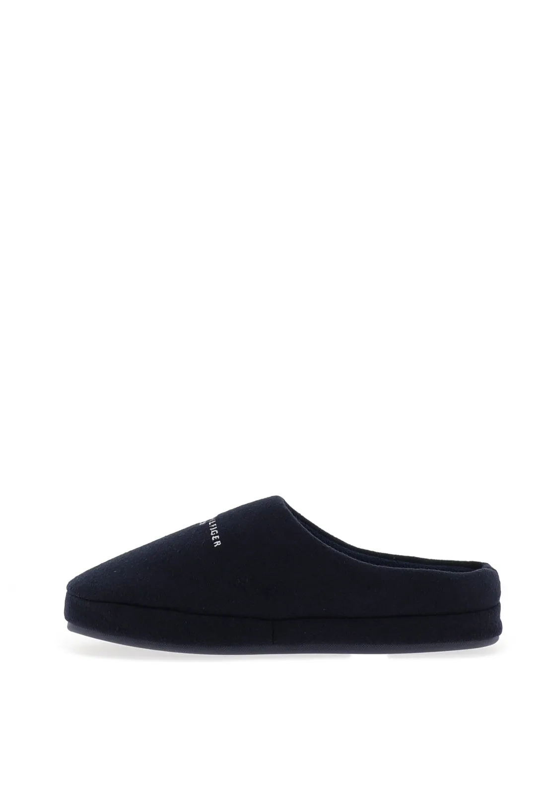 Tommy Hilfiger Men’s Felt Logo Embroidered Slippers, Navy