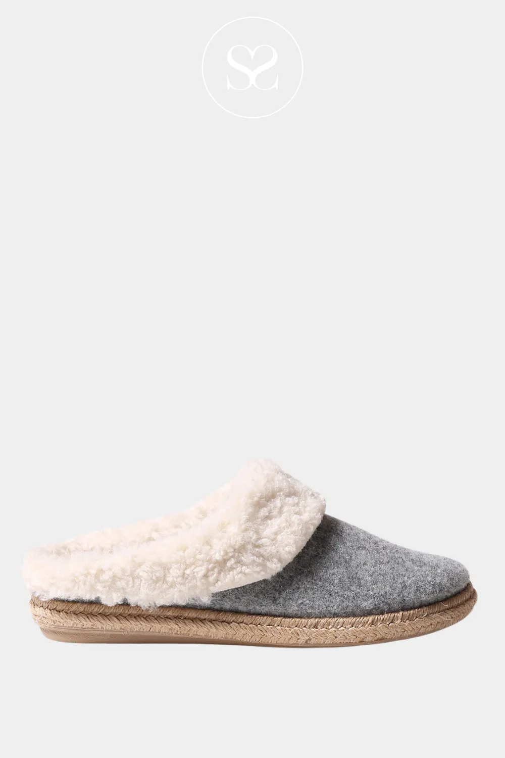 TONI PONS DELI-BF GREY FAUX FUR SLIP ON SLIPPERS