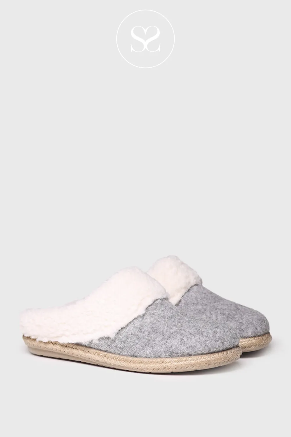 TONI PONS DELI-BF GREY FAUX FUR SLIP ON SLIPPERS