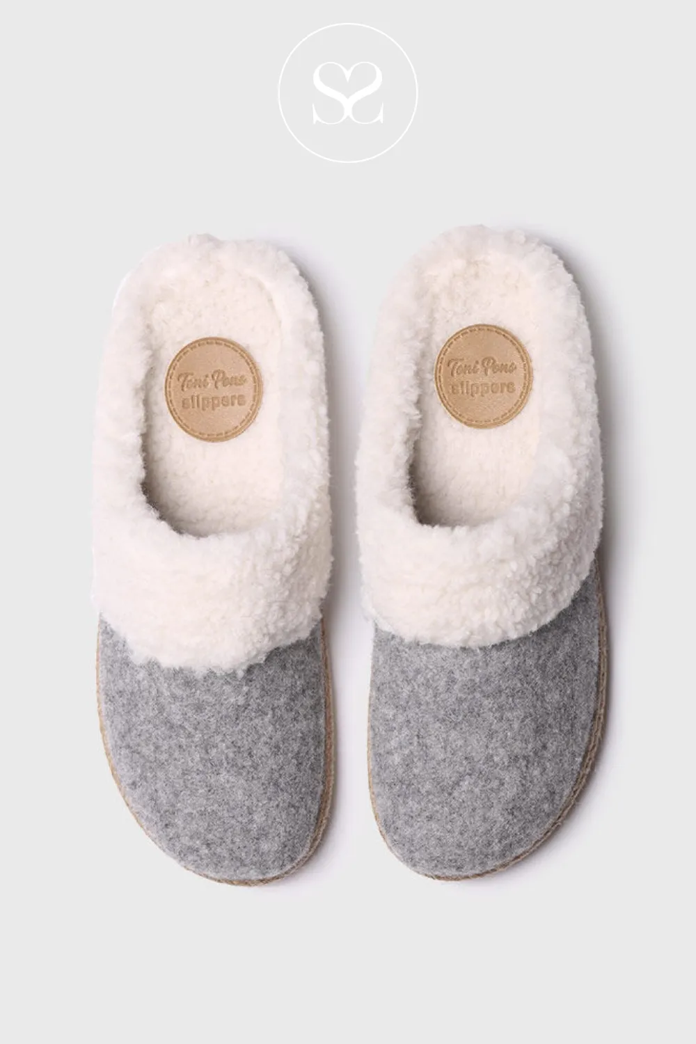 TONI PONS DELI-BF GREY FAUX FUR SLIP ON SLIPPERS