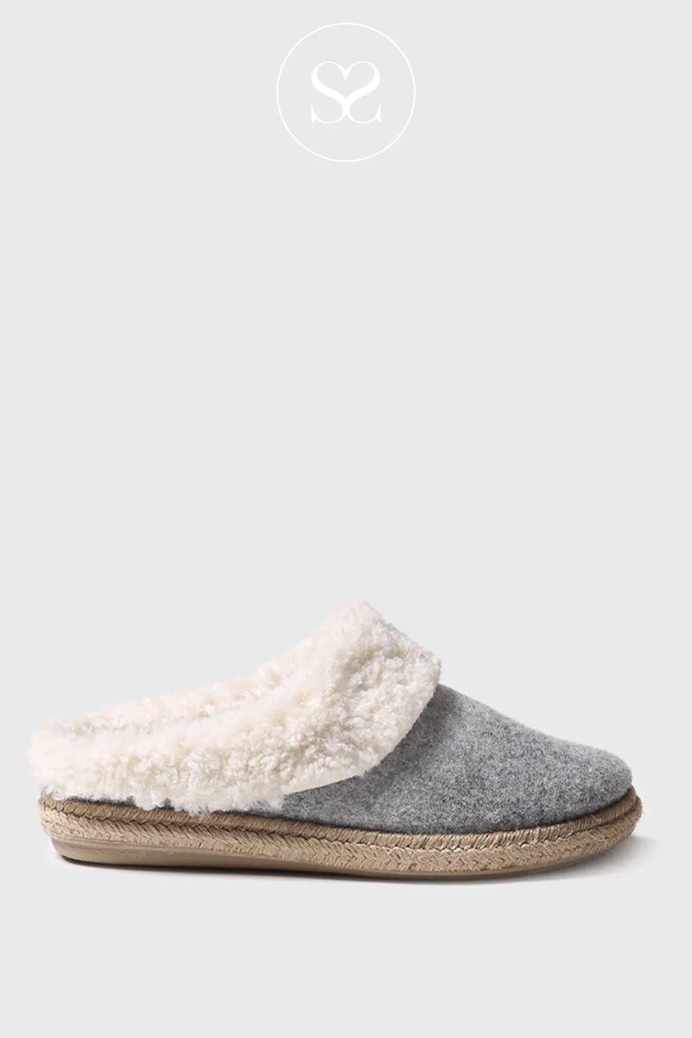 TONI PONS DELI-BF GREY FAUX FUR SLIP ON SLIPPERS