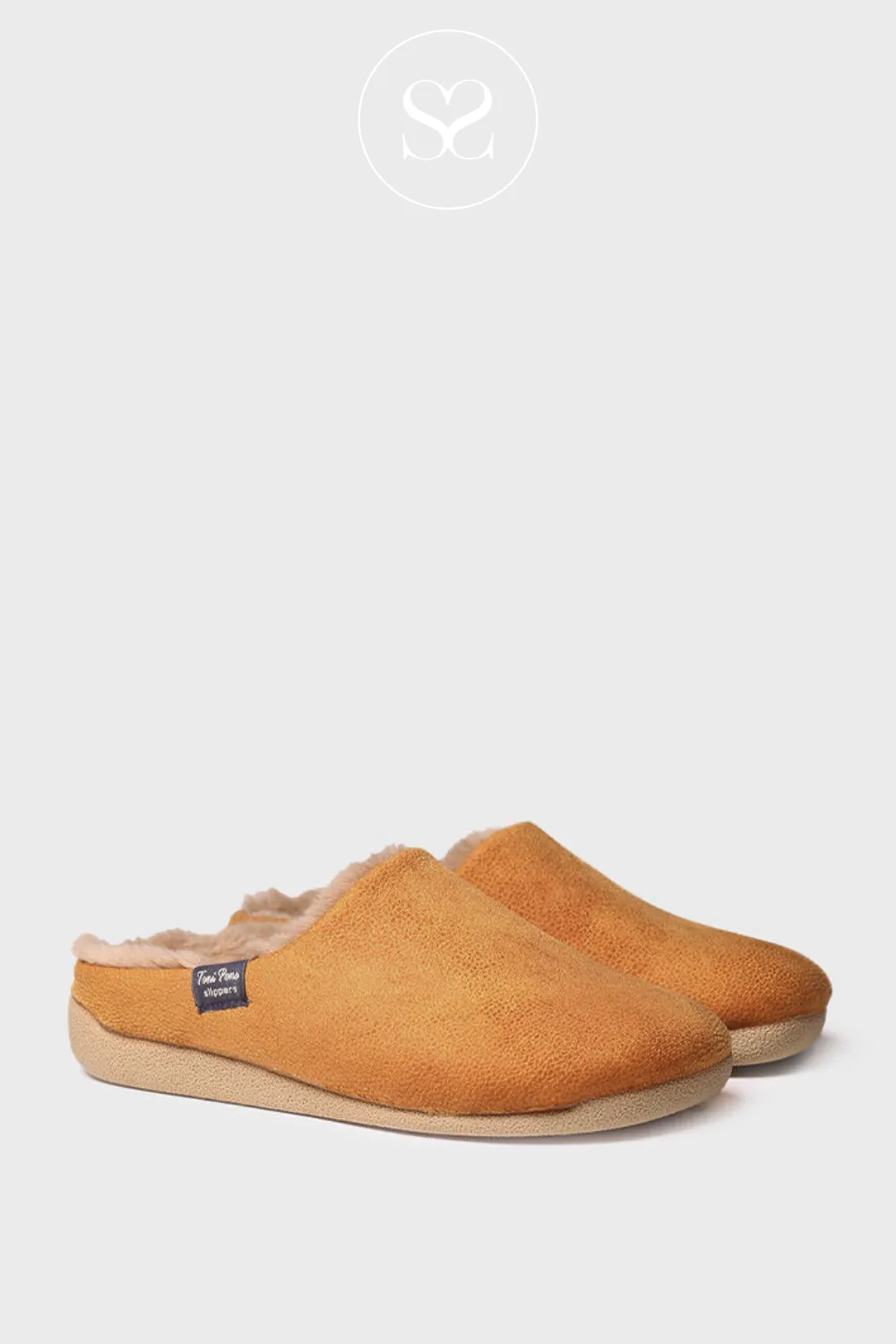 TONI PONS MOSUL-BD TAN FAUX FUR SLIDER SLIPPERS