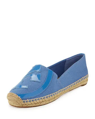 TORY BURCH LONNIE LOGO FLAT CHAMBRAY ESPADRILLES