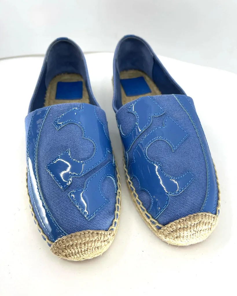 TORY BURCH LONNIE LOGO FLAT CHAMBRAY ESPADRILLES