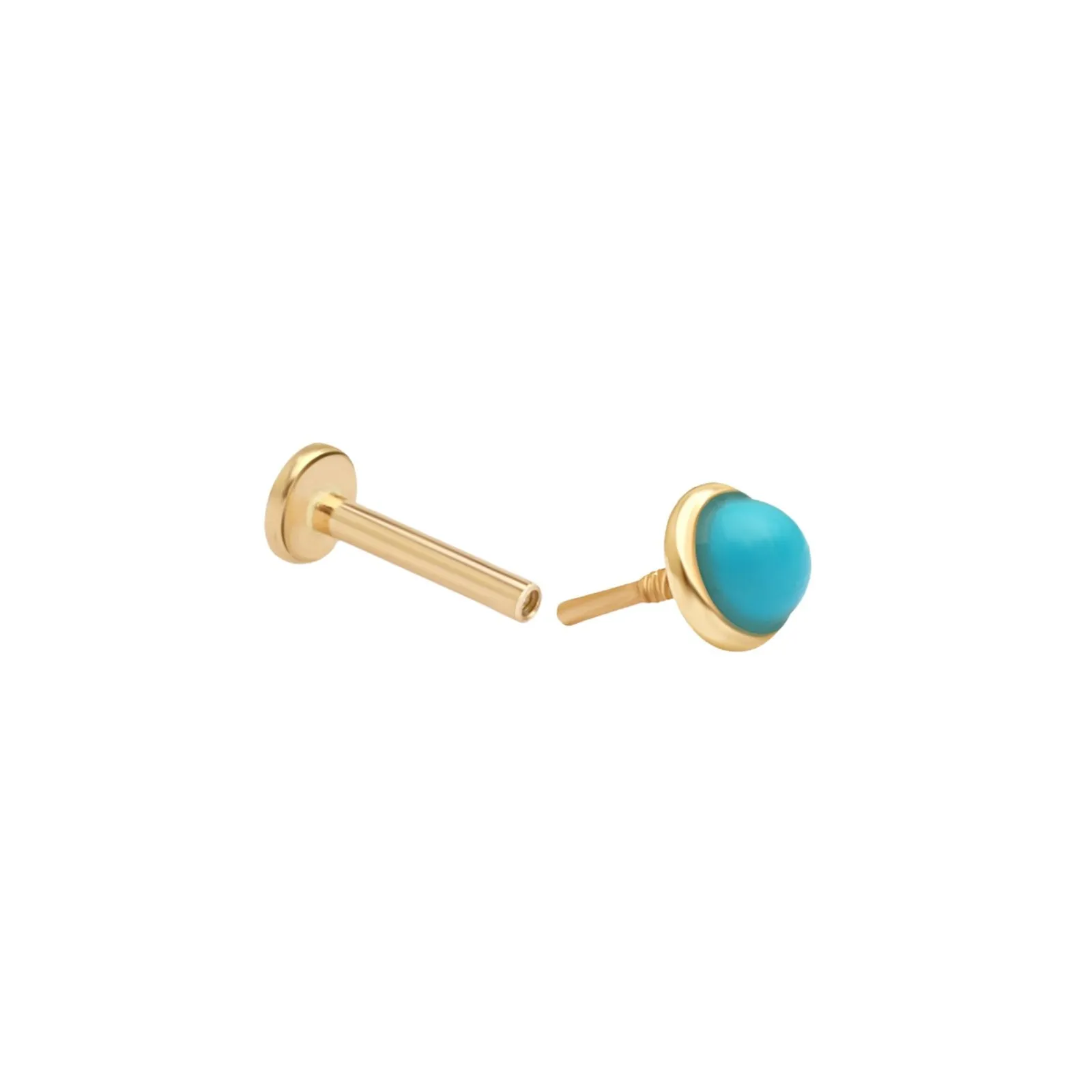 Turquoise Cabochon Flat Back Stud  Bezel