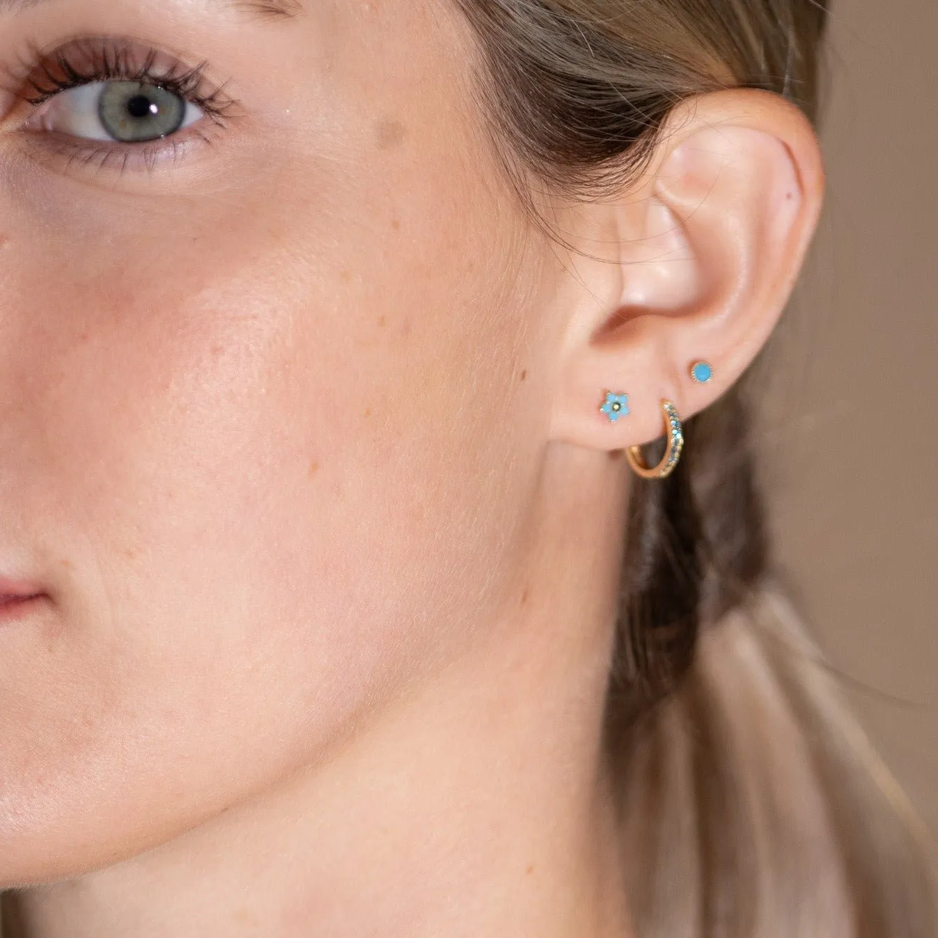 Turquoise Milgrain Flat Back Stud