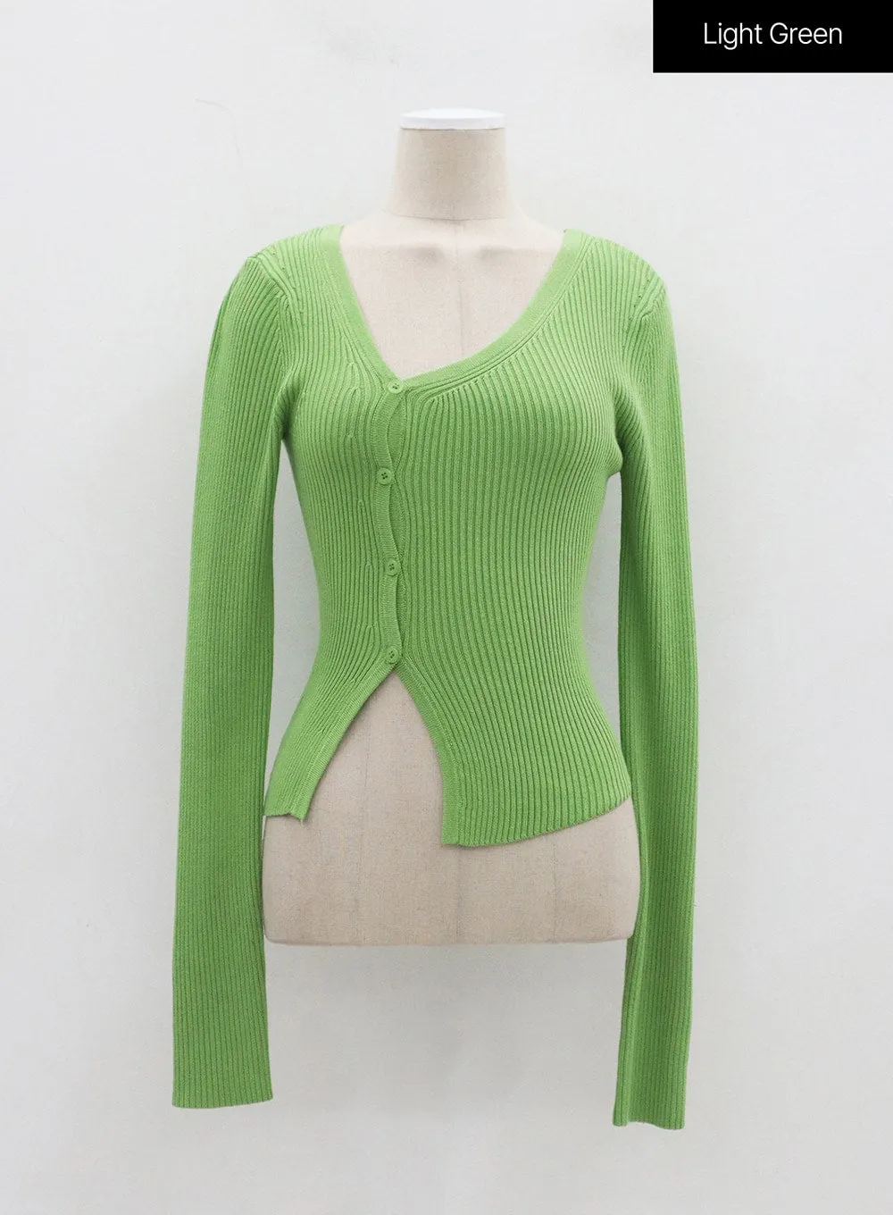 Button Cropped Ribbed Knit Top OJ319