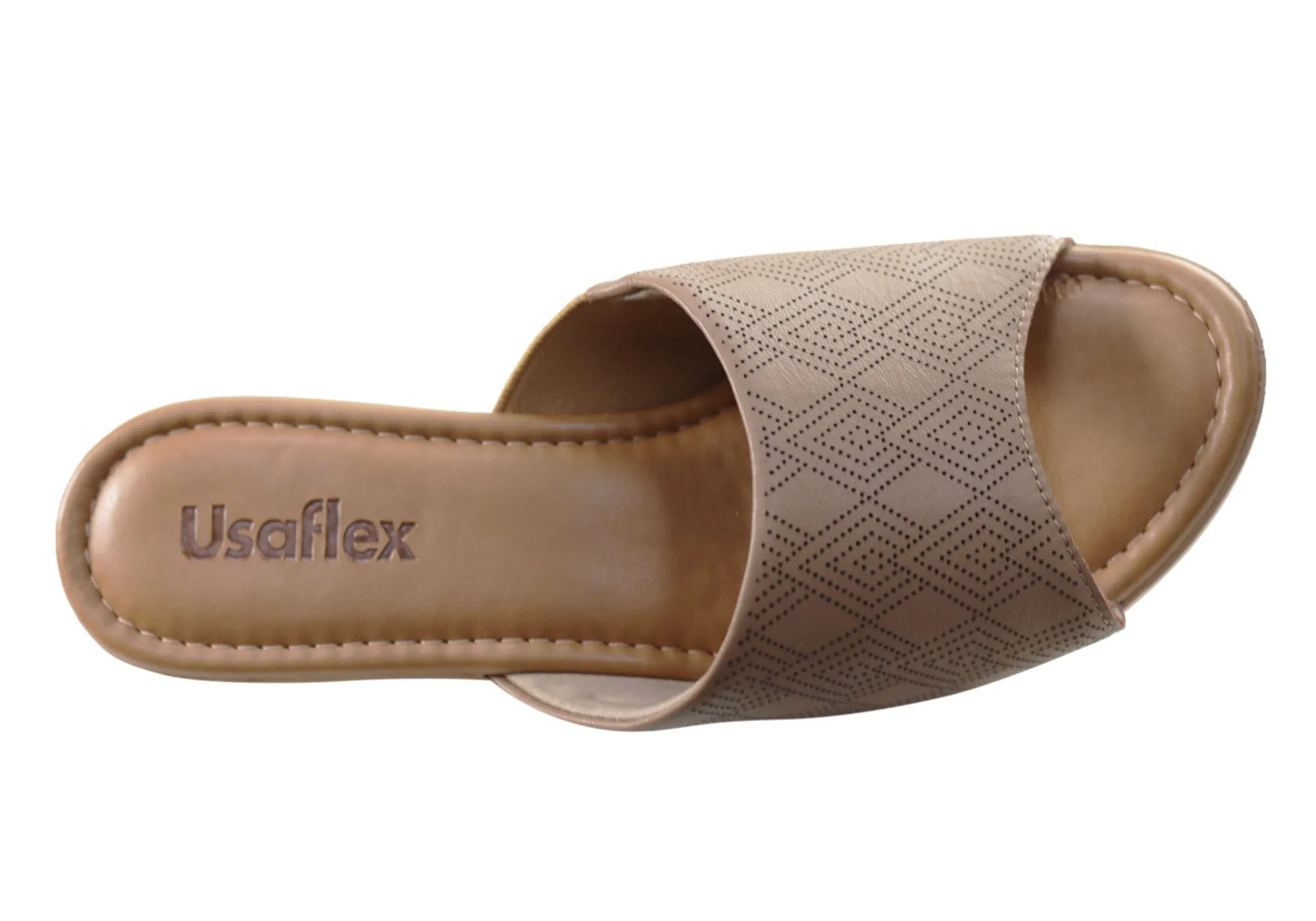 Usaflex Anatolia Womens Comfort Leather Slides Sandals Made In Brazil