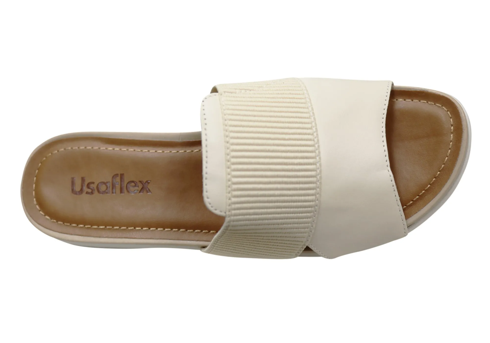 Usaflex Deja Womens Comfort Leather Slides Sandals Made In Brazil