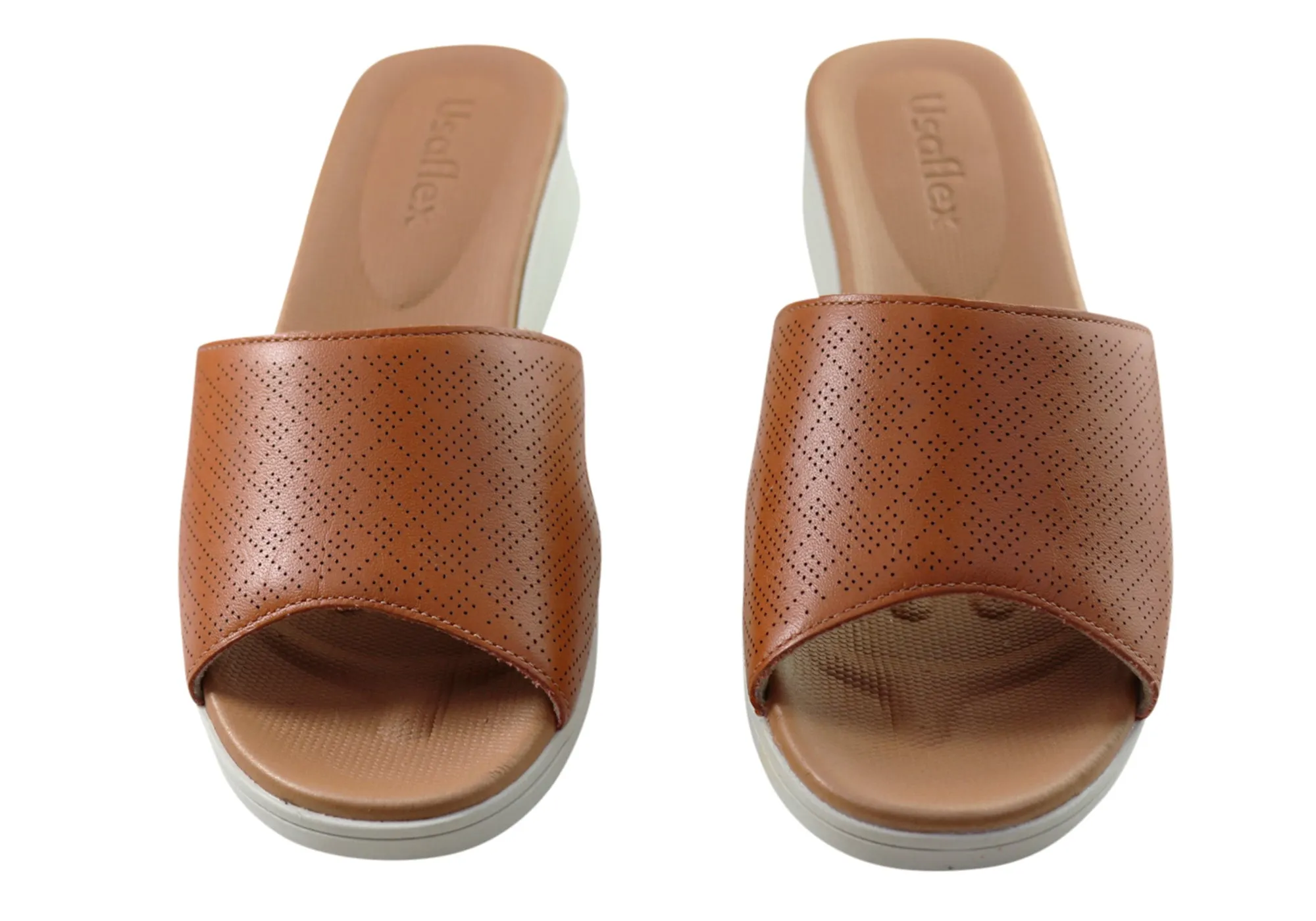 Usaflex Sunrise Womens Comfort Leather Slides  Made In Brazil