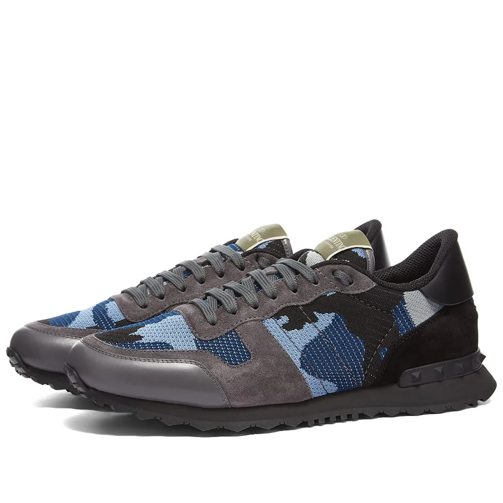 Valentino Knit Rockrunner Sneaker - Black, Midnight & Grey