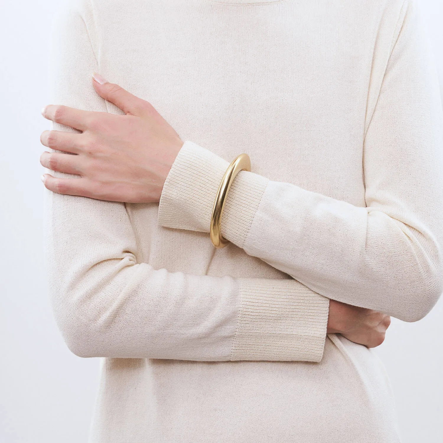 Gold Flat Bangle by Vanessa Baroni