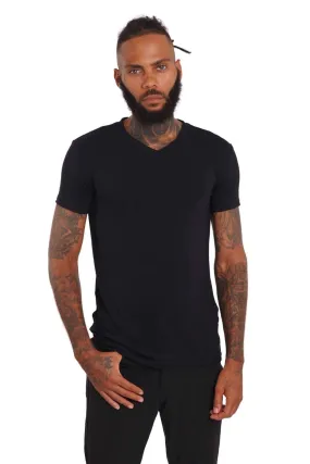 Verona Men's Black Slim Fit V-Neck T-Shirt.