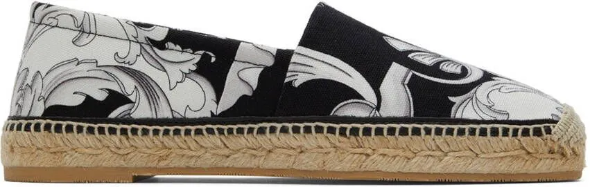 Versace Black & White Baroque Espadrilles