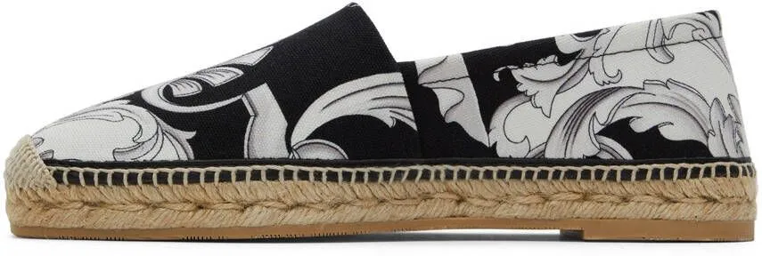 Versace Black & White Baroque Espadrilles