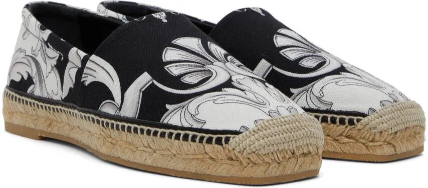 Versace Black & White Baroque Espadrilles