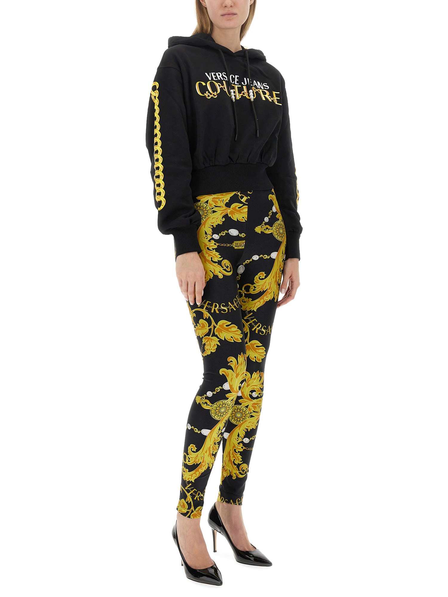 VERSACE JEANS COUTURE Cotton Sweatshirt with Logo Print