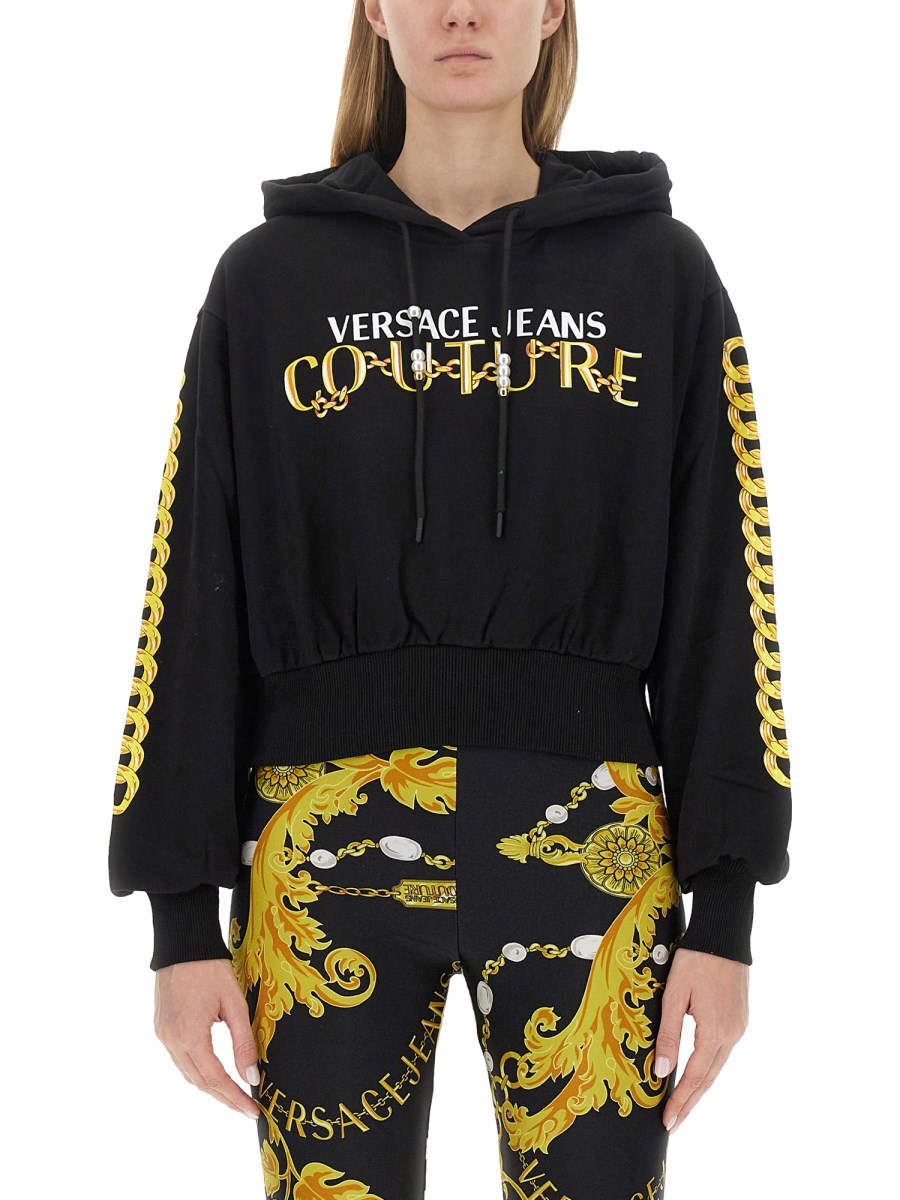 VERSACE JEANS COUTURE Cotton Sweatshirt with Logo Print