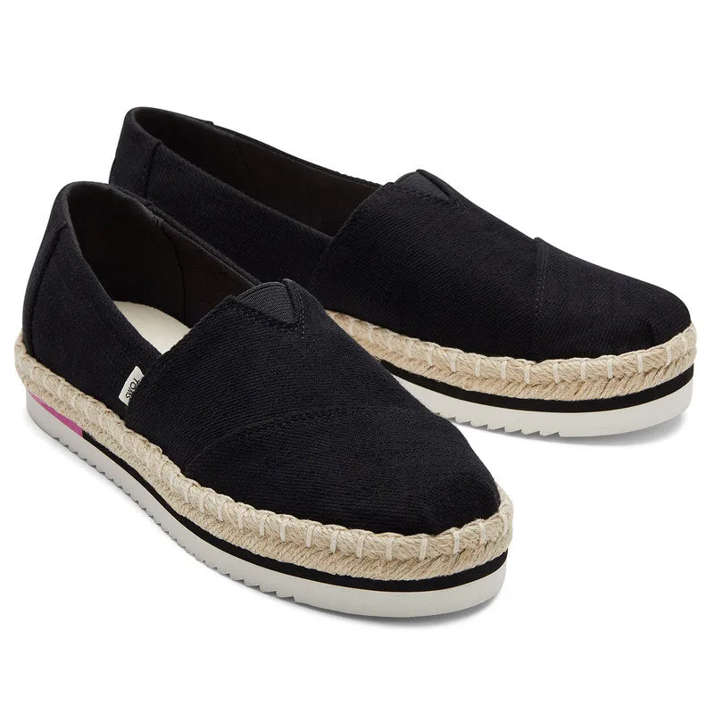 Versatile black platform espadrilles