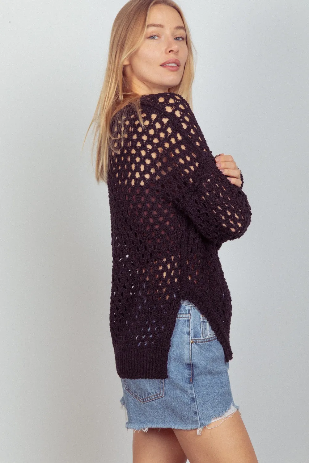 J Openwork Slit Knit Cover Up