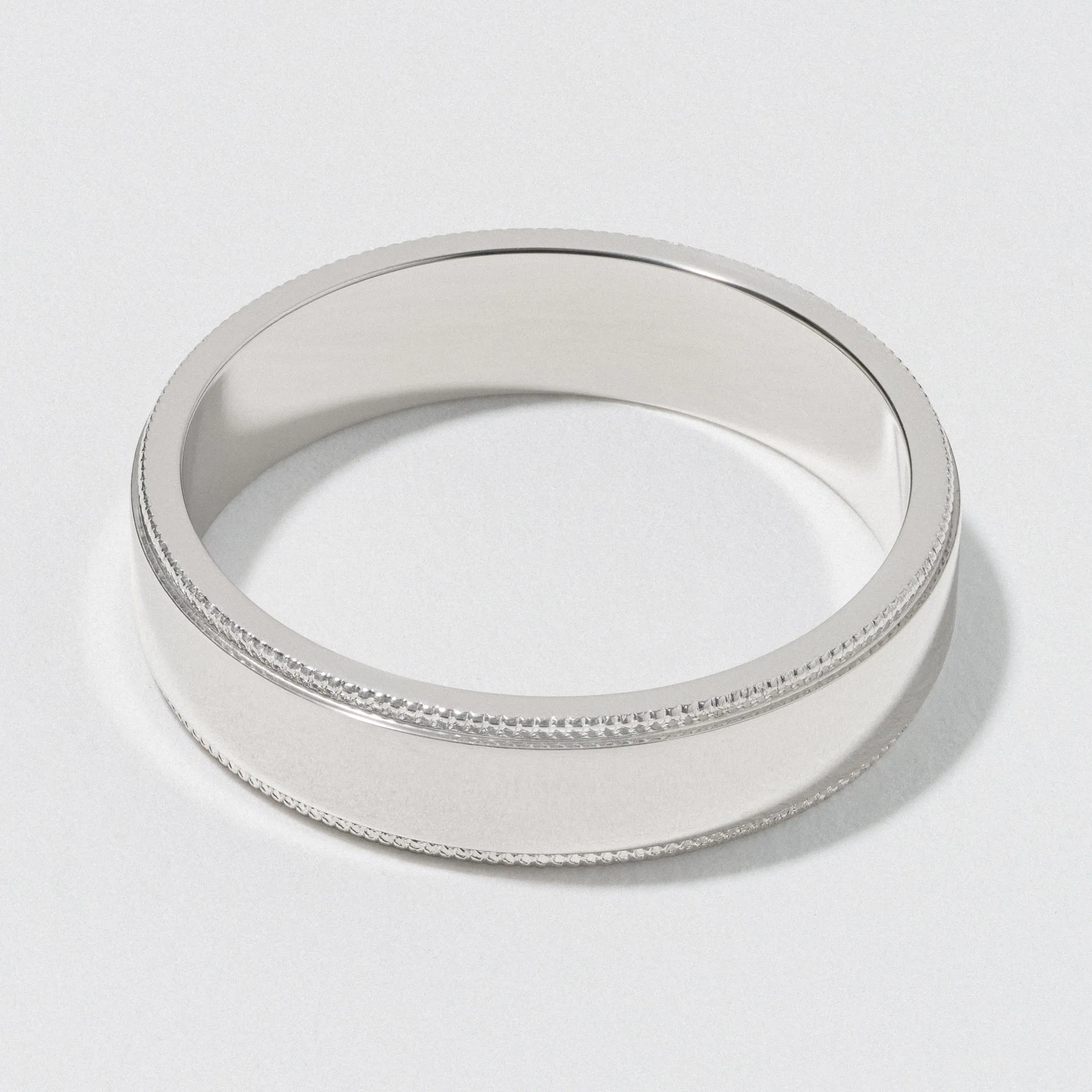 Shiny Flat White Gold Wedding Ring 5mm