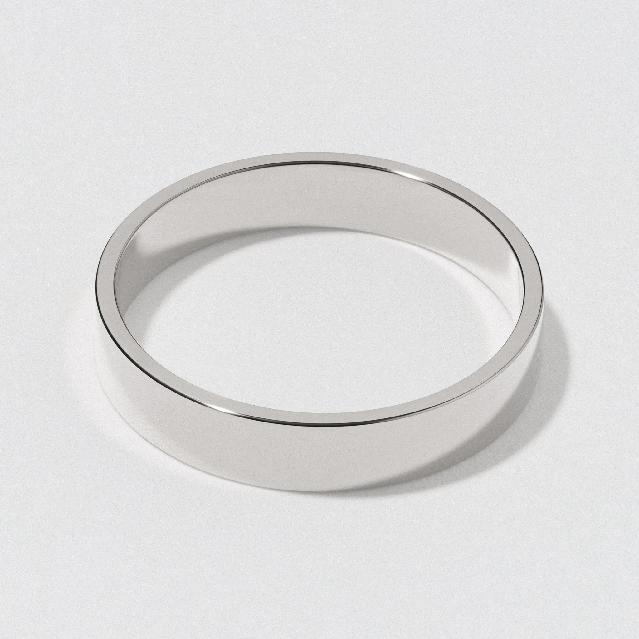 4mm Polished Flat White Gold Wedding Band