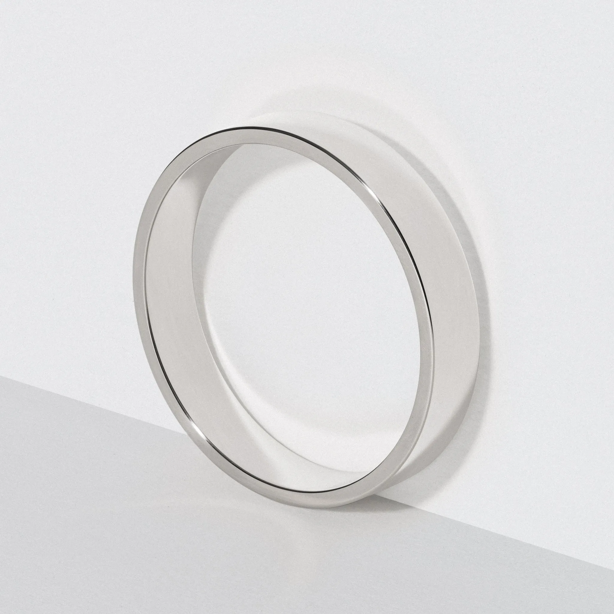 4mm Polished Flat White Gold Wedding Band