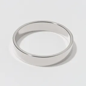 4mm Polished Flat White Gold Wedding Band