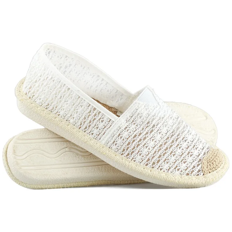 Lightweight white mesh espadrilles for women