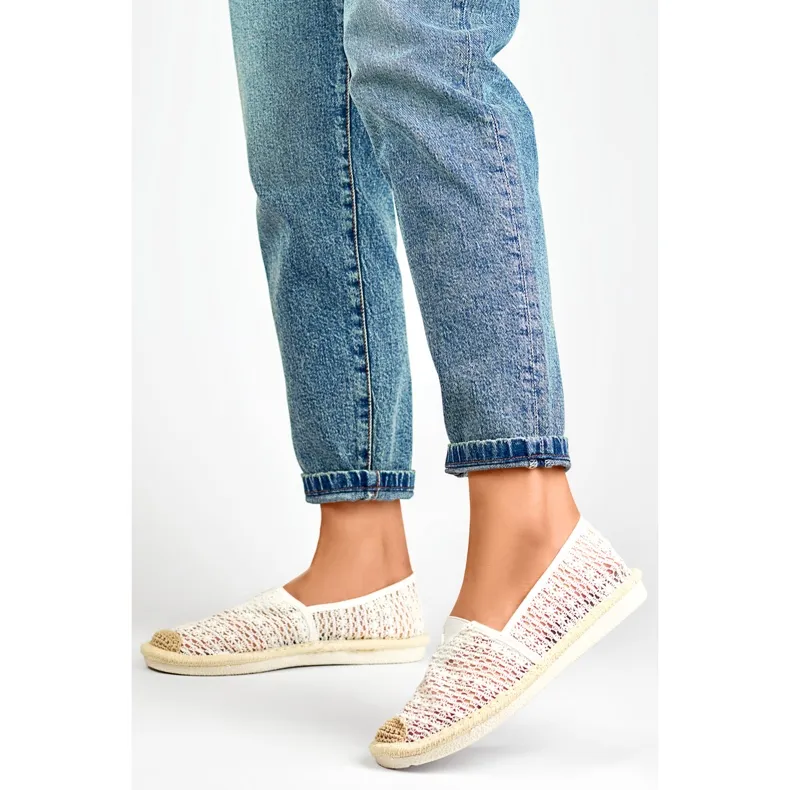 Lightweight white mesh espadrilles for women