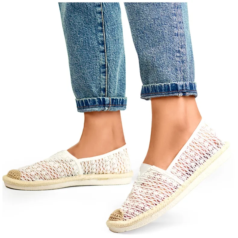 Lightweight white mesh espadrilles for women