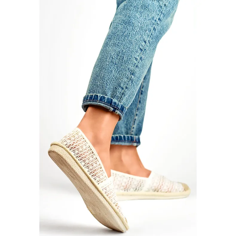 Lightweight white mesh espadrilles for women