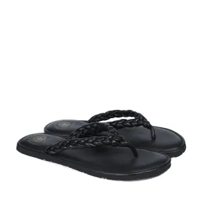 Women's Black Knotted V-Strap Slippers By Brune & Bareskin