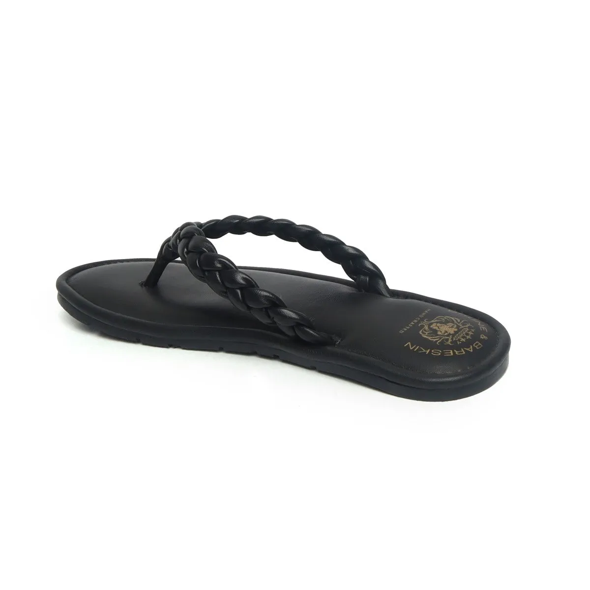 Women's Black Knotted V-Strap Slippers By Brune & Bareskin