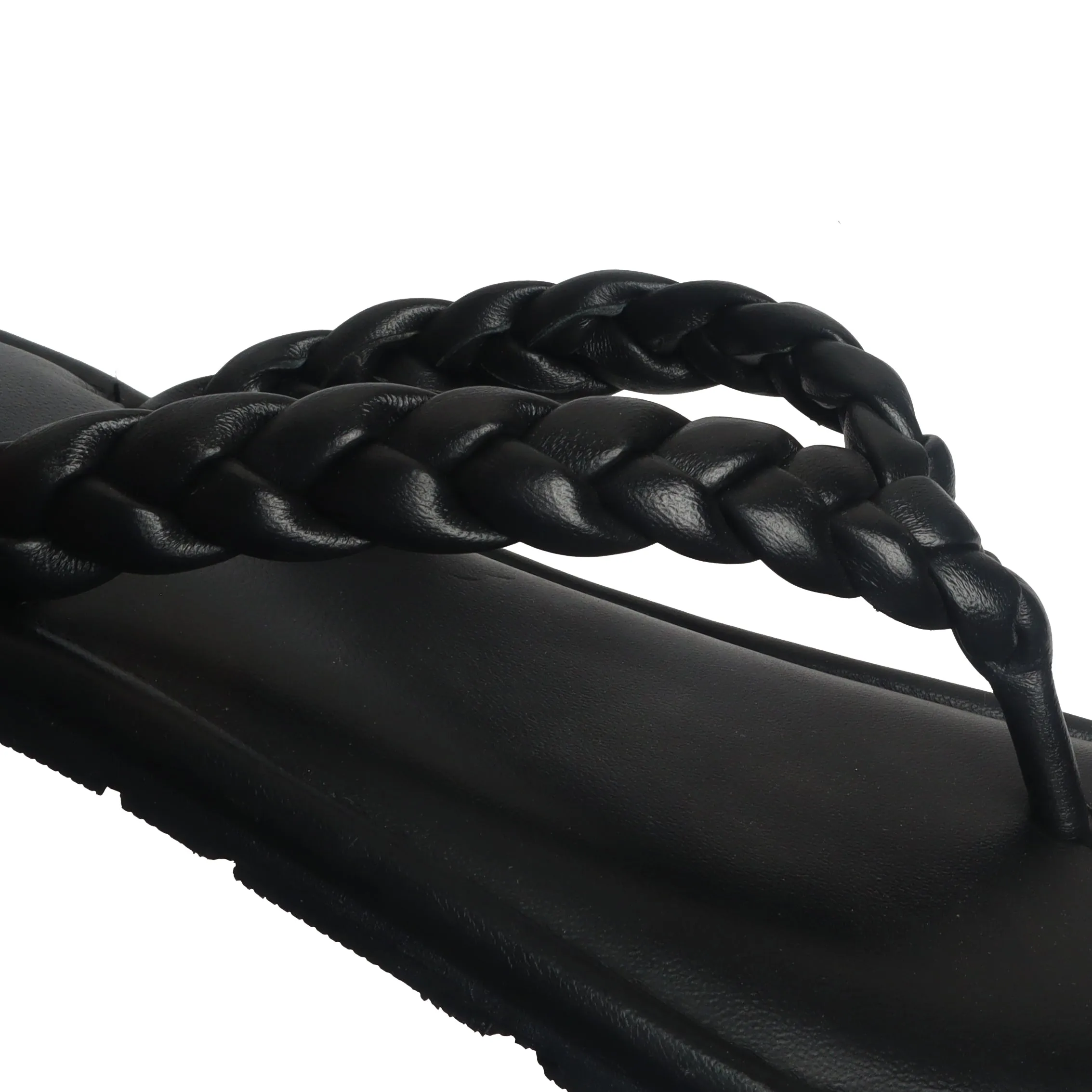 Women's Black Knotted V-Strap Slippers By Brune & Bareskin