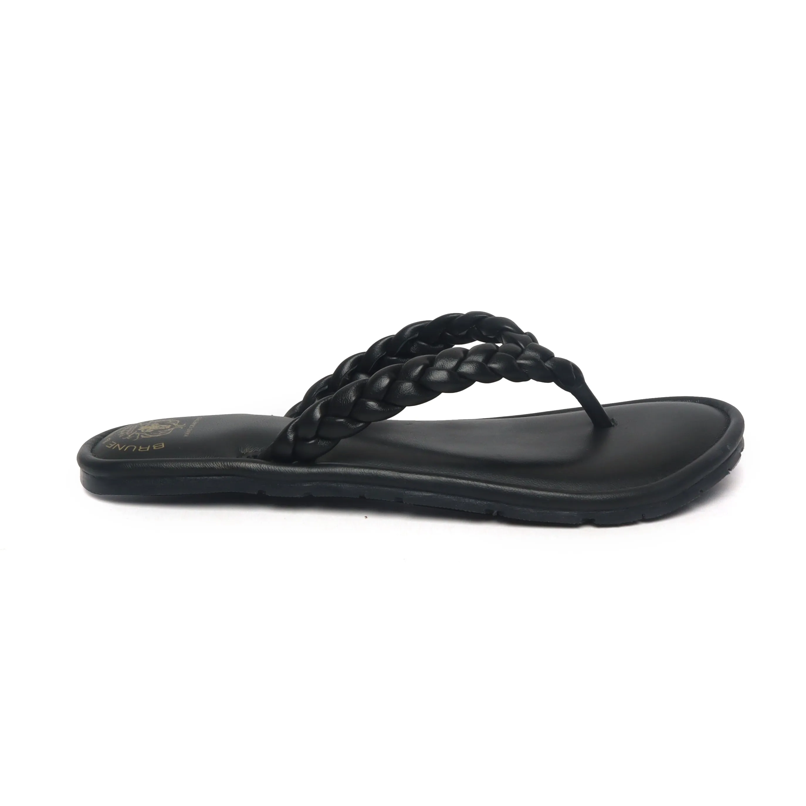 Women's Black Knotted V-Strap Slippers By Brune & Bareskin