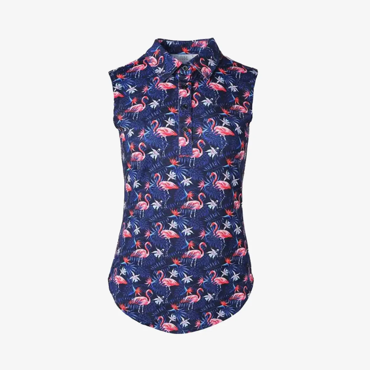 Women's Golf Polo - Sleeveless with Flowers & Flamingo Design