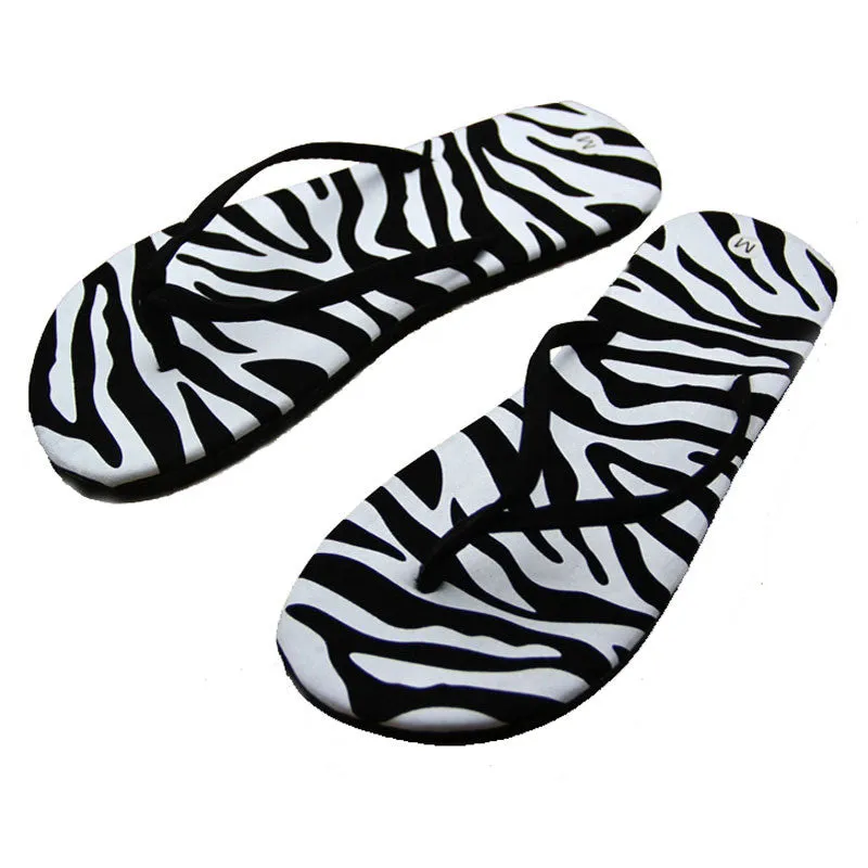 Zebra Flat Beach Massage Slippers