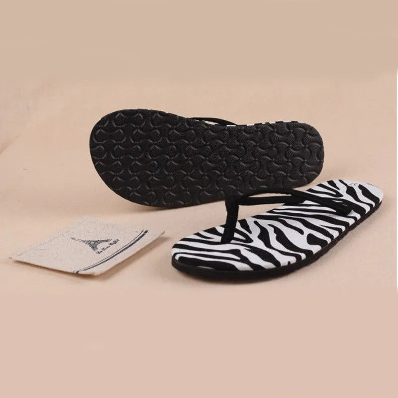 Zebra Flat Beach Massage Slippers